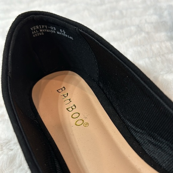 Bamboo the point pearl bow classic black noir slip on flats new without box - Picture 5 of 9